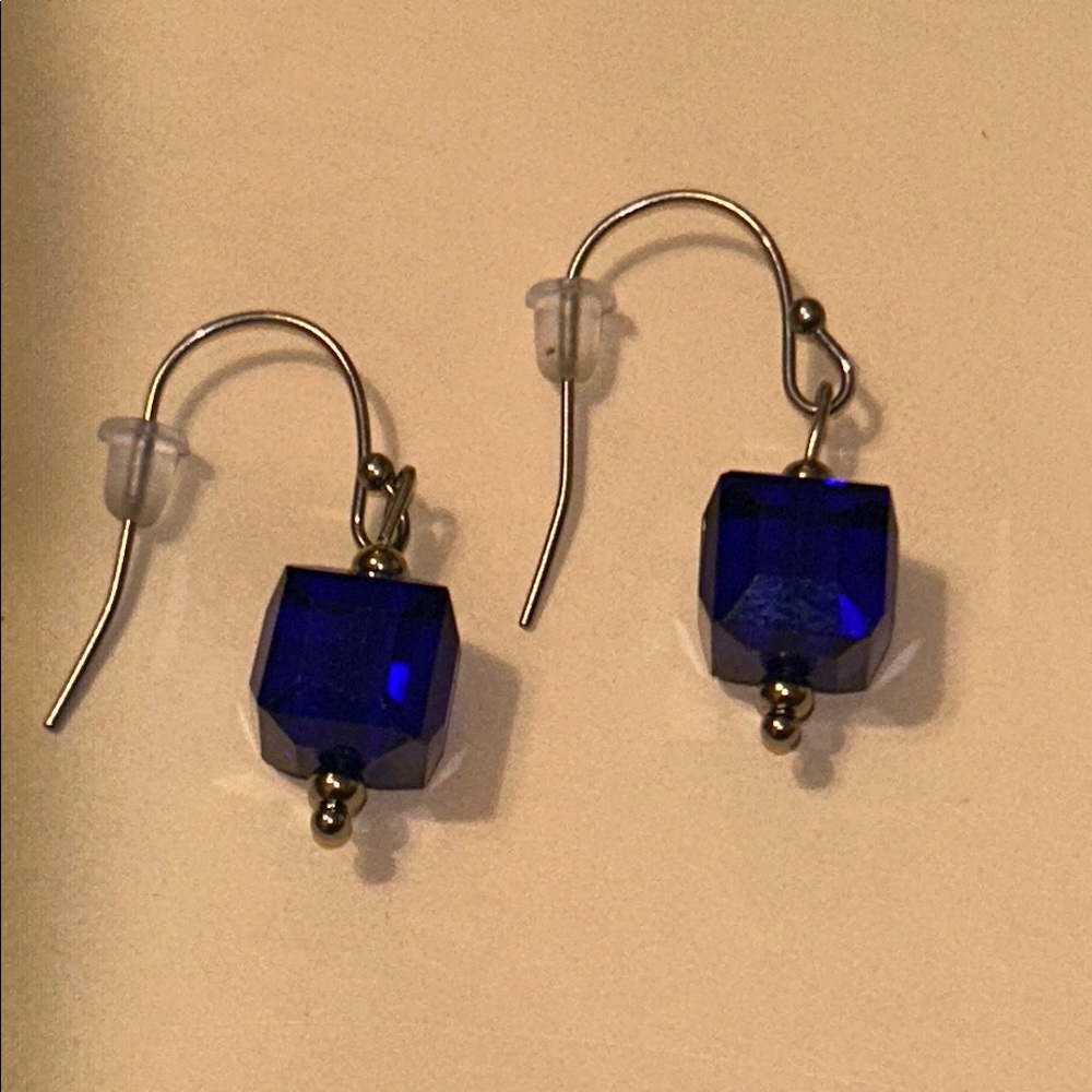 Elegant Blue Cube Earrings